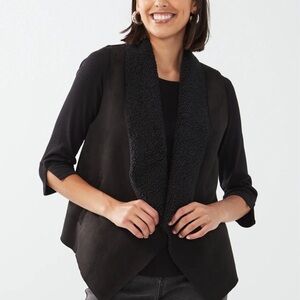 BASS & CO Faux Suede/Sherpa Vest, black